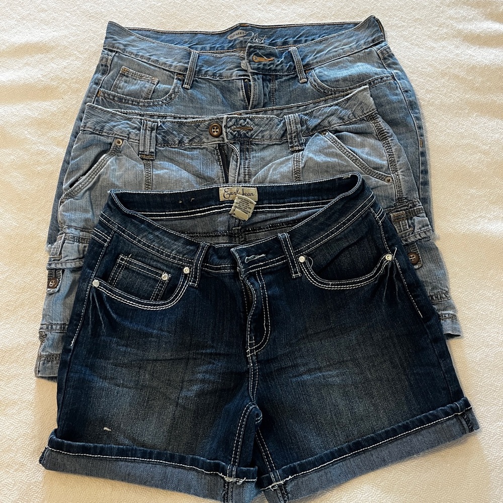Lot of 3 denim Jean shorts. Old Navy, Earl Jean and Faded Glory